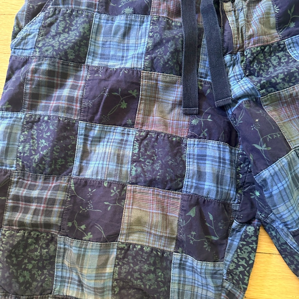 J CREW Mens MADRAS PATCHWORK Navy Shorts Waist 34 RARE Find! EUC - Picture 3 of 4